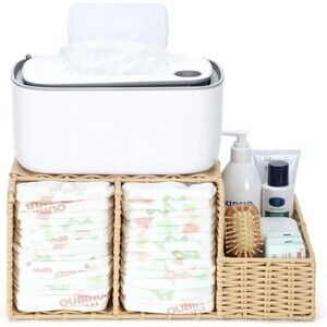 Diaper Caddy Organizer, Hand Rattan Nursery Storage Basket for Baby Essential...